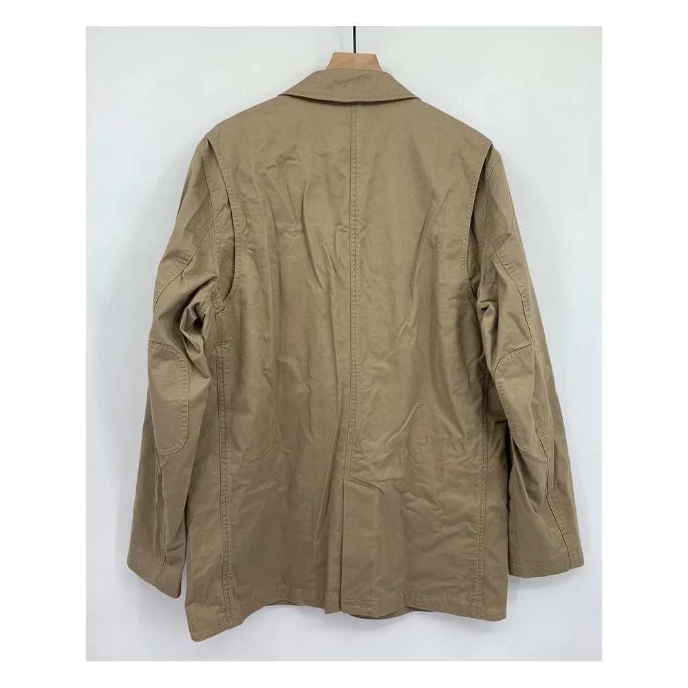 Duluth Trading Co Blazer Jacket Large TALL Tan Cotton Lightweight Presentation